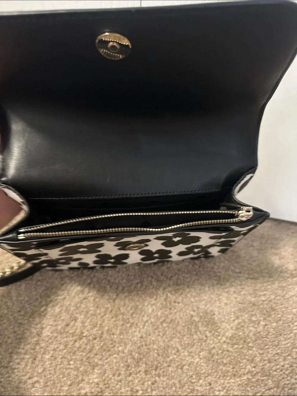 kate spade Black & White Floral Chain Strap Crossbody